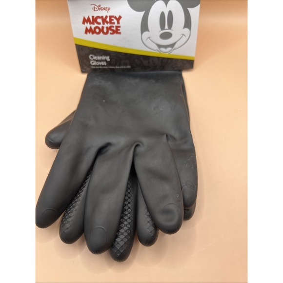 Disney Mickey Mouse Hands‎ Black Cleaning Gloves 1 Pair-OSFM Latex BRAND NEW - Picture 6 of 8